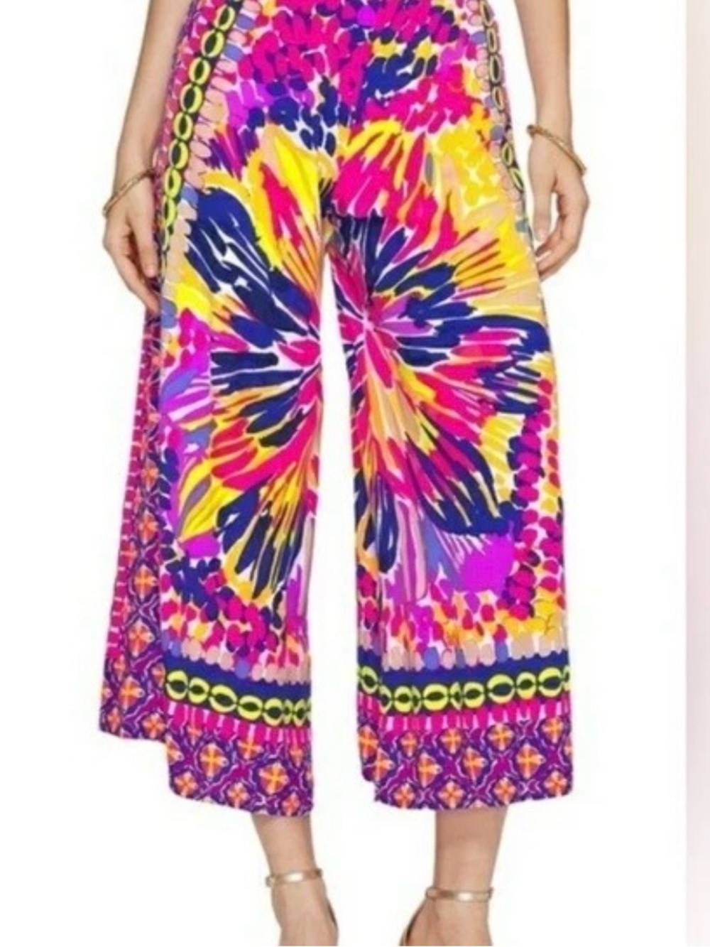 Lilly Pulitzer Lisbeth Bright Multi-Color summerset tropical Wide-Leg Crop Pants